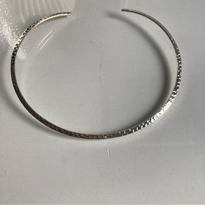 Textured Silver Tone Choker Necklace